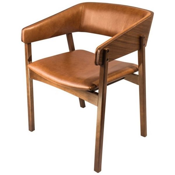 Cadeira SIER Melissa Ref:97932 Encosto Madeira Estofado e Assento Estofado c/Braço 59x55x76cm