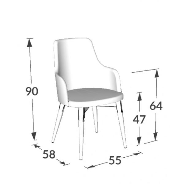 Cadeira Dora com Braços J Marcon - Ref. JM119 - 91x53x55cm