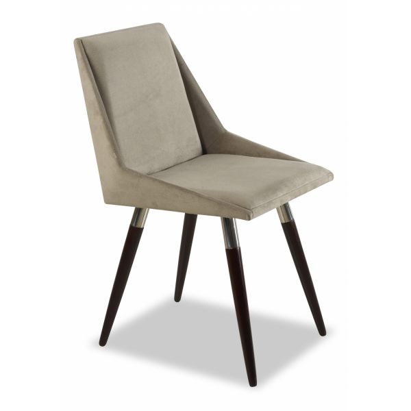 Cadeira Amarilis - Ref.102 - Fixa c/pé Inox e Madeira - Acab. Inox Polido Padrão