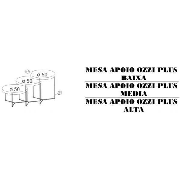 Mesa Apoio Ozzi Plus SIER Media Ref:116003 0,50x0,50x0,46m (Detalhes na Descrição)